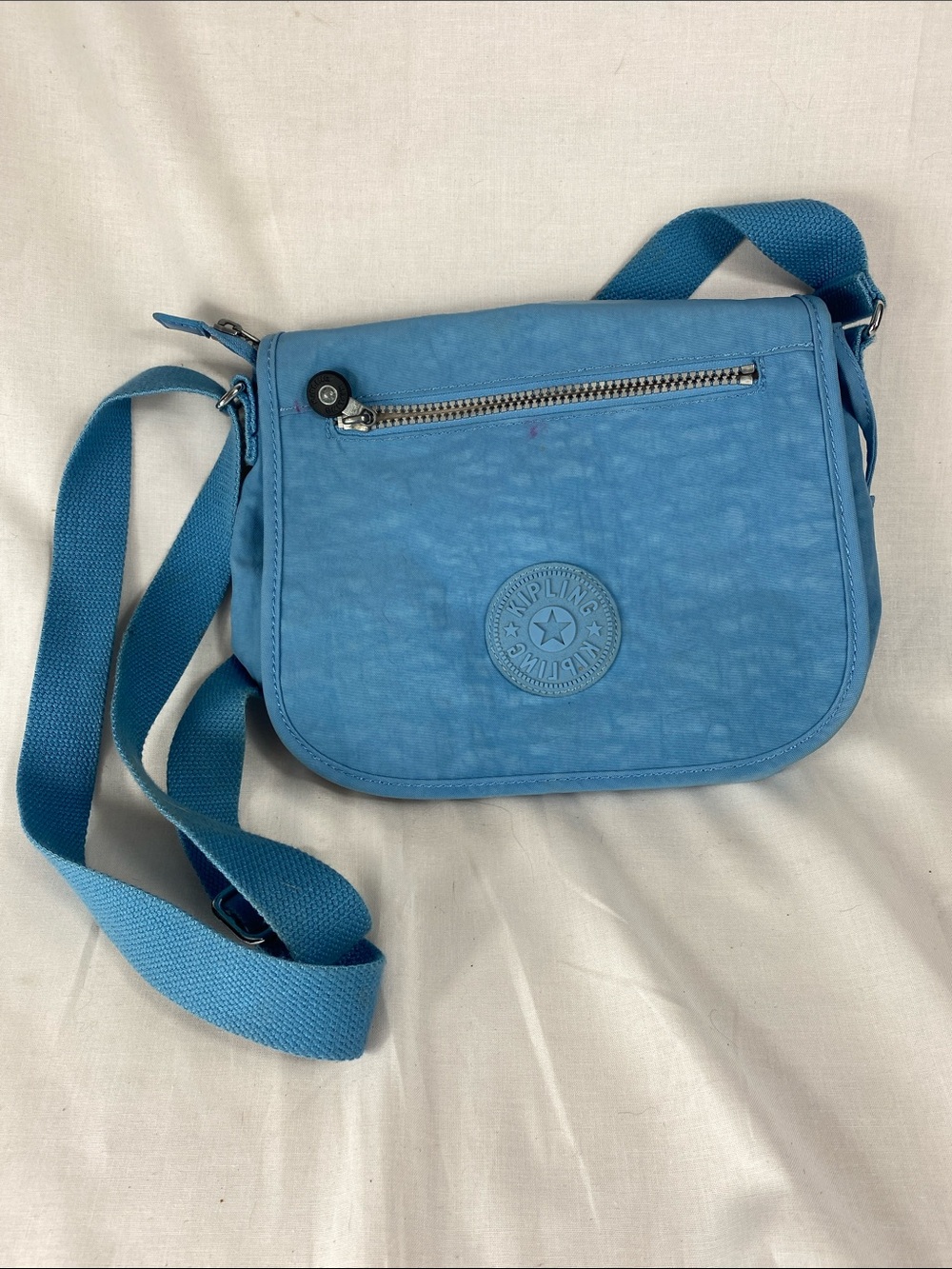 Kipling Light Blue Crossbody Bag with Front Zip Pocket